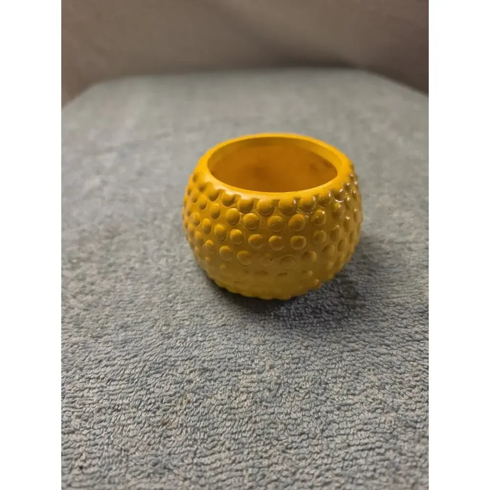 Vintage Rocket Farms Yellow Hedgehog Ceramic Mini Planter Succulent Pot Blue...